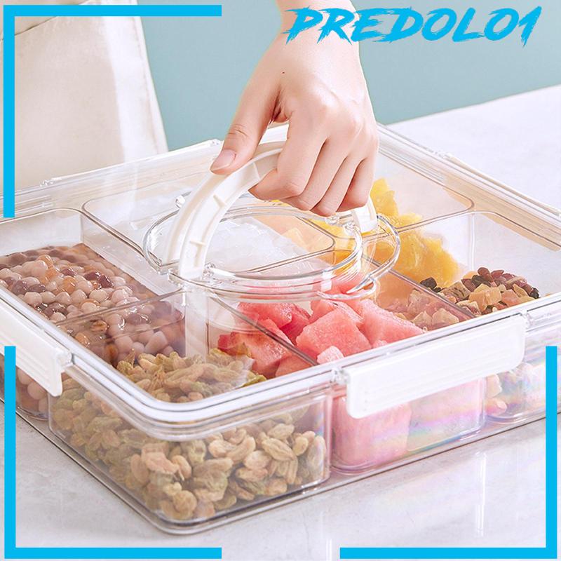 [Predolo1] Divided Serving Platter with Handle Lid Wadah Snack Serbaguna 6kisi