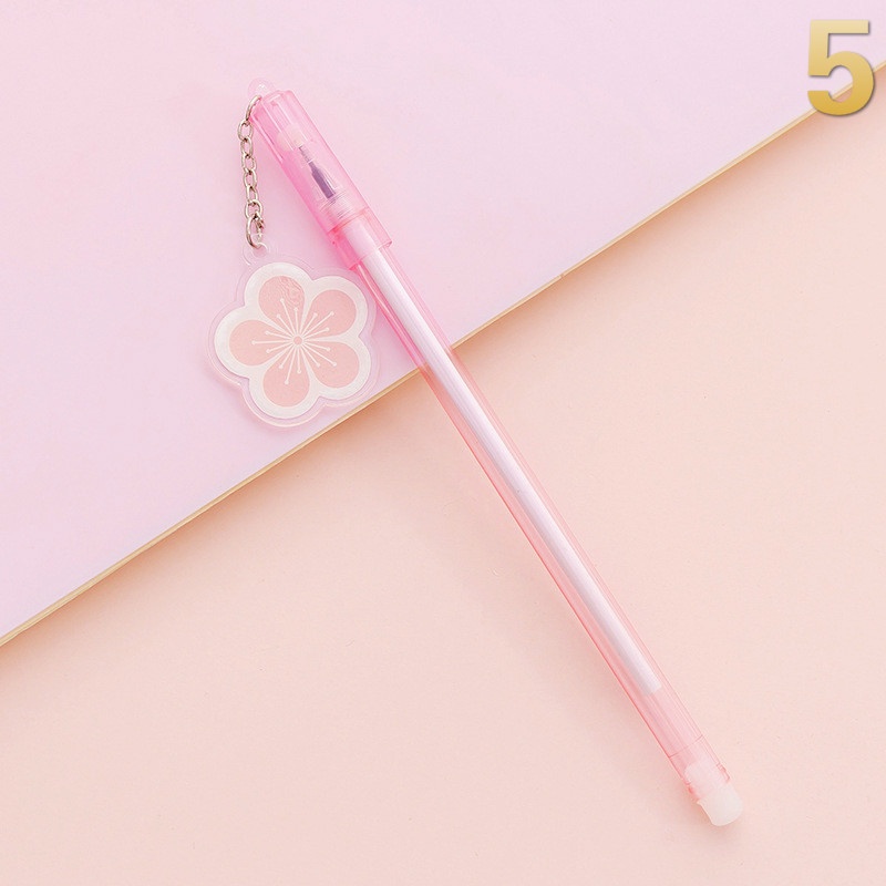 2pcs/pack Gaya Korea Lucu Sakura Kucing Kelinci Liontin Gel Pen Pena Hitam Netral Untuk Perlengkapan Kantor Sekolah Stationary