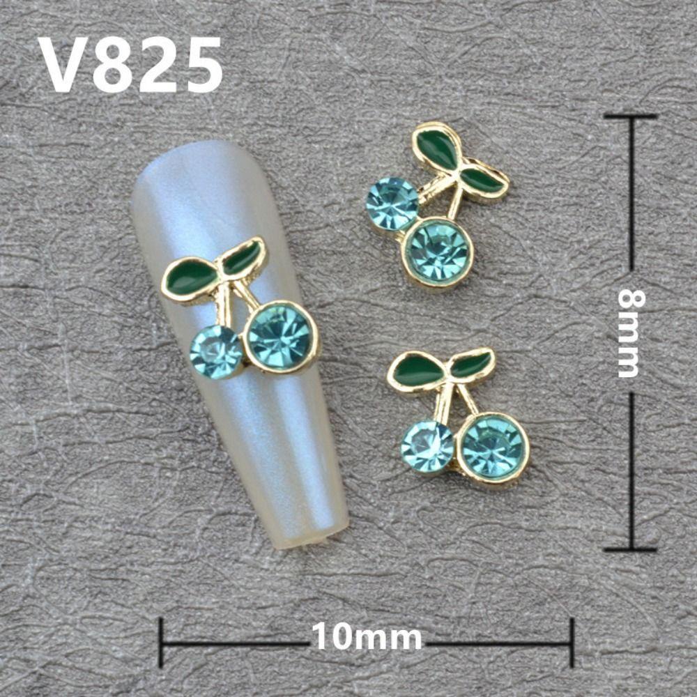 AUGUSTINA Dekorasi Nail Art Agustina Lucu 10pcs Gold Silver Colorful Cherry Alloy Zircon Aksesoris Kuku