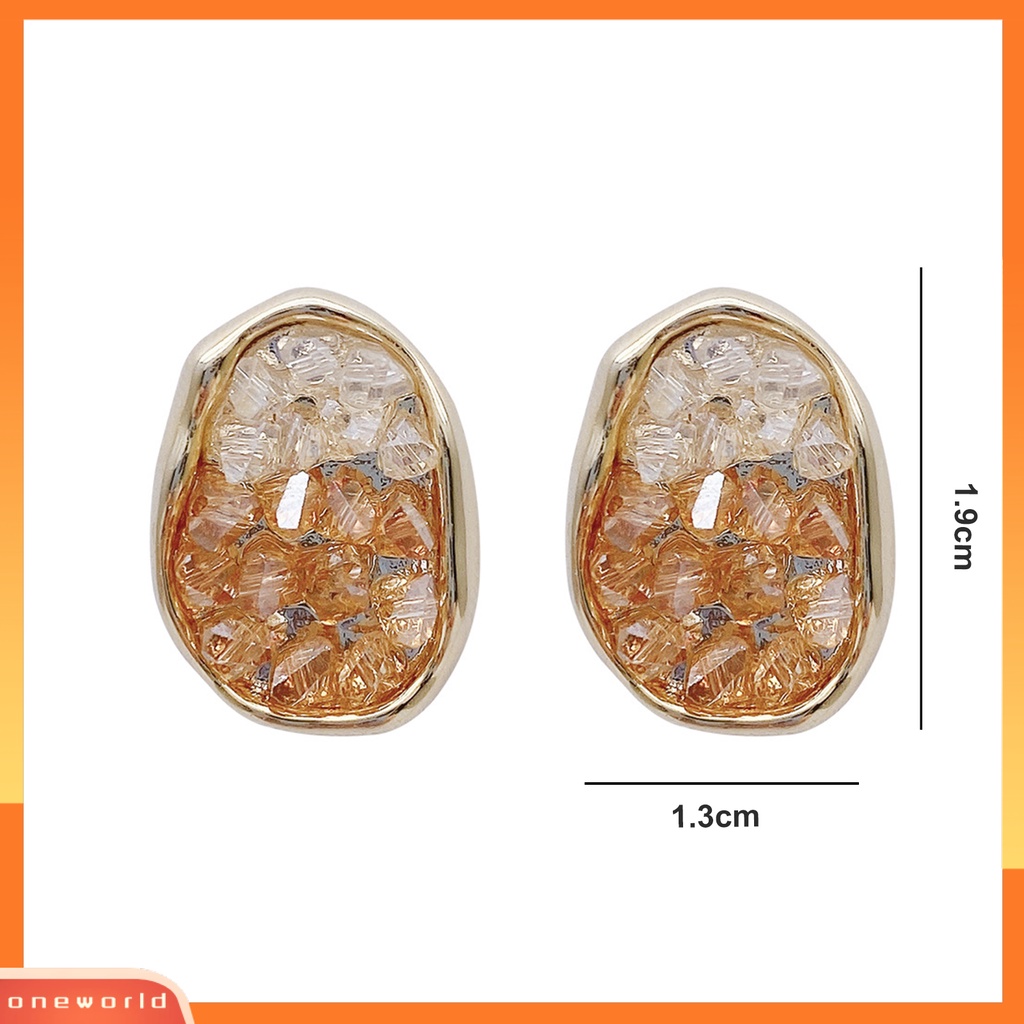 [EONE] 1pasang Wanita Anting Tidak Teratur Elektroplating Gradien Temperamen Kubik Zirkon Geometris Stud Anting Perhiasan Pesta