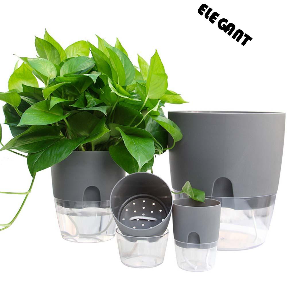 [Elegan] Pot Bunga Meja Balkon Pembersih Udara Kantor Auto Irigasi Sukulen Hijau Dill Dekorasi Planters