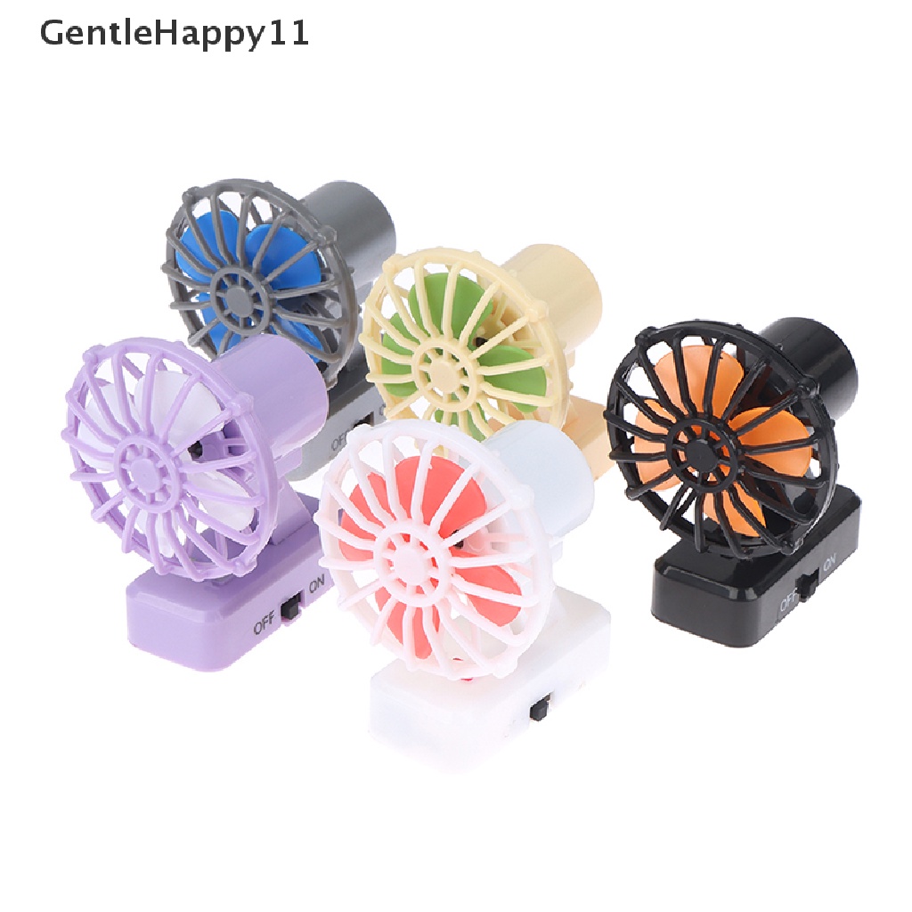 Gentlehappy1:12rumah Boneka Miniatur Kipas Angin Desktop Kipas Angin Listrik Dapat Diputar Furniture Decor Mainan id