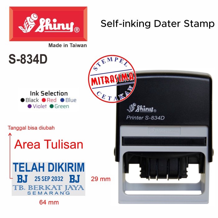 

Stempel Shiny S-834D ( S834D persegi dengan tanggal Tipe S 834D )