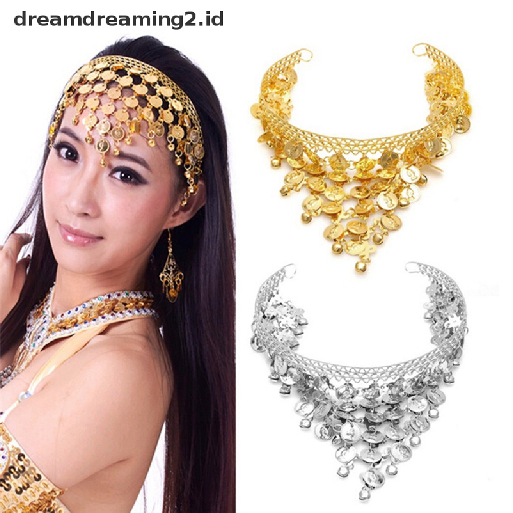 (dream) Wanita Belly Dance Aksesoris Kostum Menari Koin Payet Rambut Band Bando//