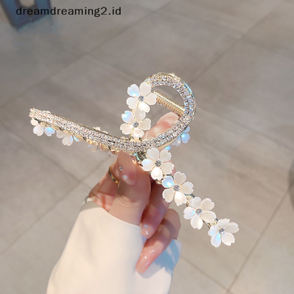 (dream) Korea Murni Buatan Tangan Mutiara Bunga Jepit Rambut Menggenggam Klip Belakang Kepala Rambut Menggenggam Klip Aksesoris Rambut Perempuan Hiu Klip//