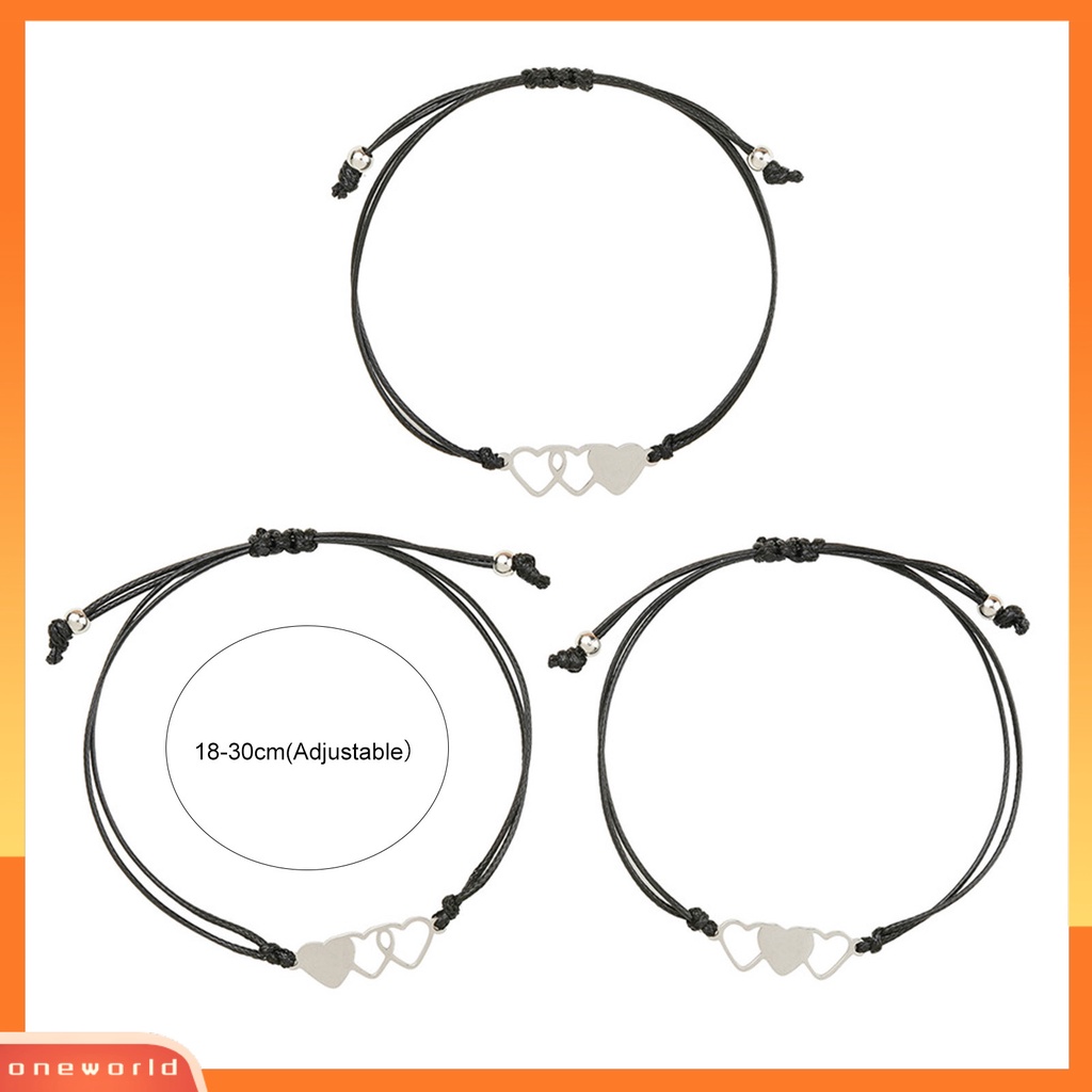 [EONE] 3pcs/set Gelang Lady Adjustable Bentuk Hati Kreatif Kualitas Tinggi Gelang Kartu Untuk Anniversary