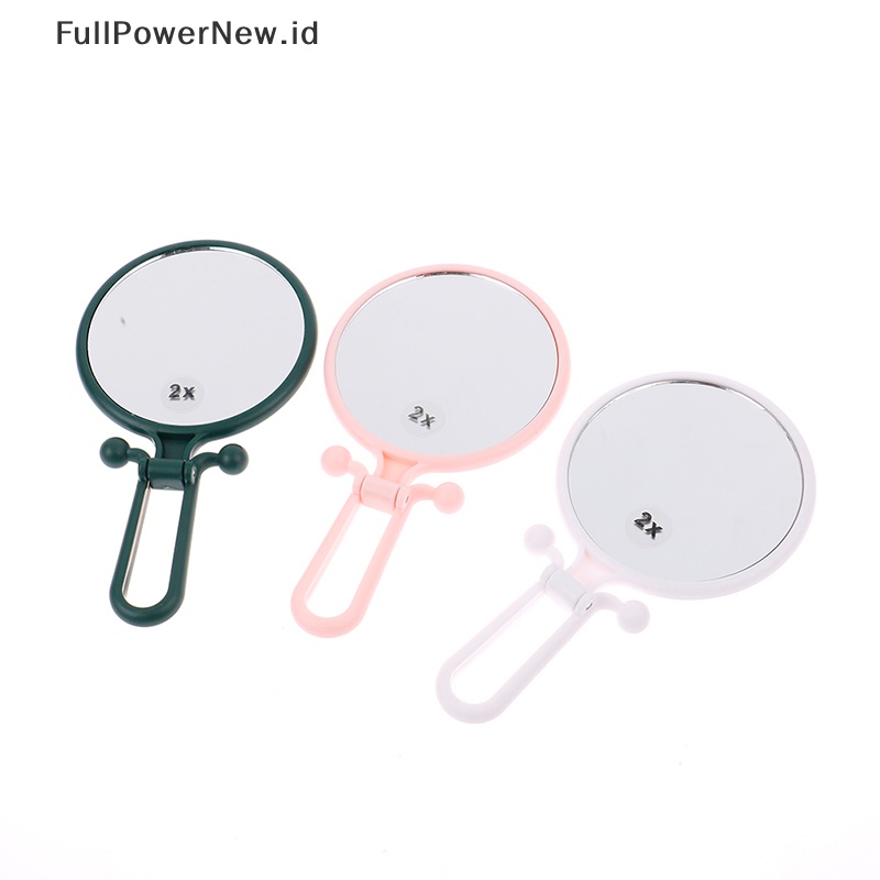 Power 2X Magnifying Vanity Makeup Mirror Dua Sisi Genggam Lipat Kosmetik ID