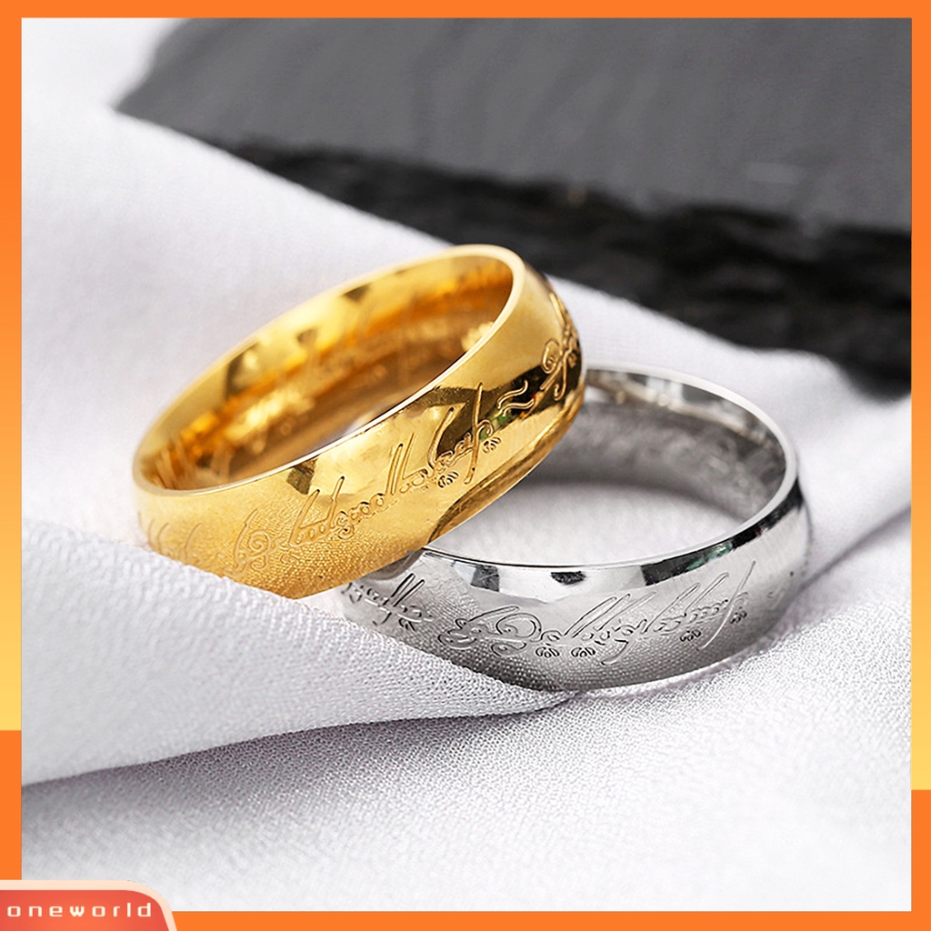 [EONE] Jari Cincin Poles Kilau Terang Indah Ukiran Geometris Anti Luntur Eropa Amerika Hitam Emas Perak Pria Cincin Perhiasan Aksesori