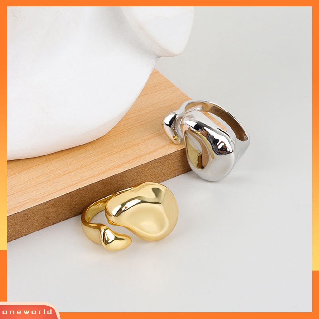 [EONE] Knuckle Ring Adjustable Electroplating High Gloss Geometris Menawan Dekorasi Hypoallergenic Lebar Tidak Teratur Terbuka Cincin Perhiasan Aksesoris