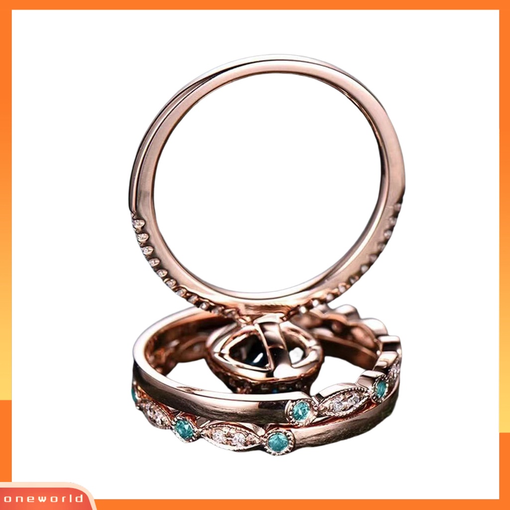[EONE] 3pcs Women Ring Unik Oval Cut Rhinestones Hias Vintage Wanita Set Cincin Tunangan Pakaian Sehari-Hari
