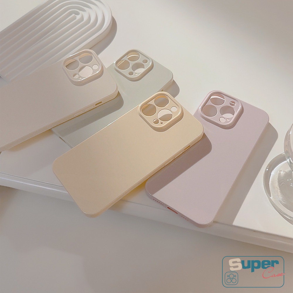 Luxury Candy Color Macaron Solid Glossy Case Kompatibel Untuk iPhone 7Plus 8Plus 11 13 XR 12 11 14 Pro Max X XS Max Pelindung Lensa Kamera Shockproof Soft TPU Cover
