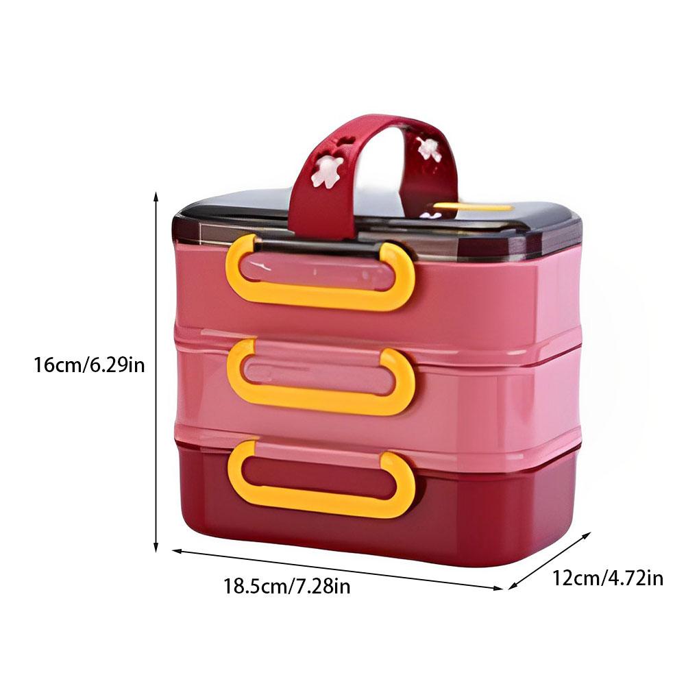 Box Lunch Stainless Steel Bento Sendok Garpu Portable Outdoor Case Utensils Tiga Lapis Kompartemen Anak Jepang