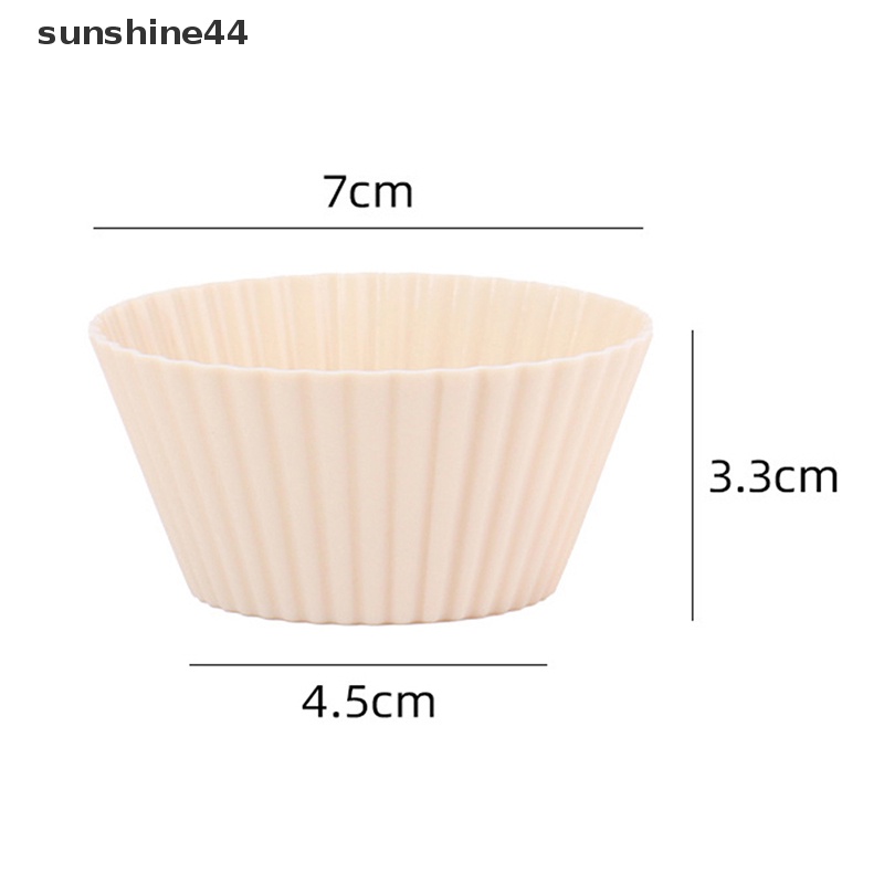 Sunshine 10Pcs/set Cetakan Kue Silikon Berbentuk Bulat Muffin Cup Silicone Mini Cake Cup Alat Dapur Cetakan Kue DIY Cake Decorag Tools ID