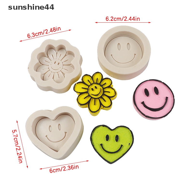 Sunshine Cetakan Coaster Semen Smiley Face Lucu Emoticon Cetakan Silikon Cetakan Kue Sabun ID