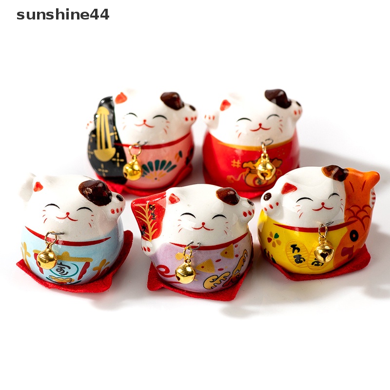 Sunshine 1Pc 40MM Kartun Kucing Beruntung Indah Ornamen Keramik Lonceng Kecil Hadiah Kerajinan ID