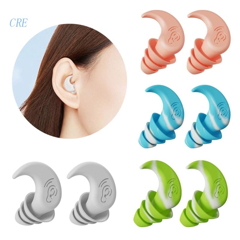 Cre 1pasang Penyumbat Telinga Silikon Eartip Tiga Lapis Penyumbat Telinga Anti-noise Hear Protect Ear Plugs Untuk Tidur Di Ease Worki