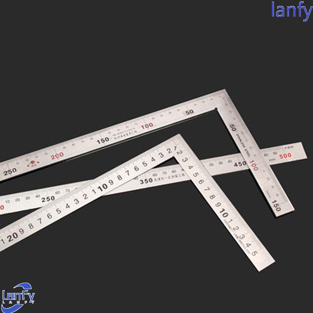 Lanfy Penggaris Bentuk L Alat Ukur Woodworking Dua Sisi Stainless Steel Alat Ukur Perlengkapan Sekolah90Penggaris Sudut