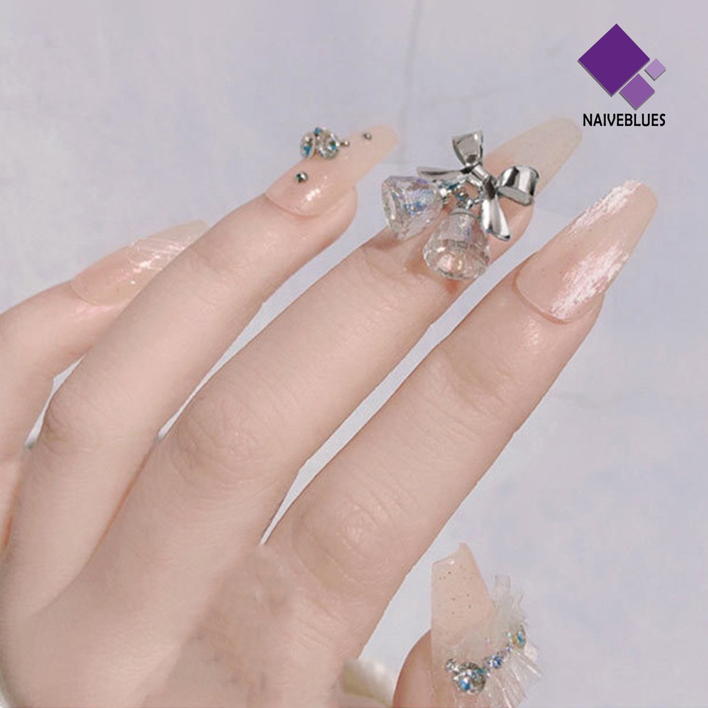 [naiveblues] Nail Bell Decor Pengerjaan Indah Busur-Simpul Transparan 3D Bell Nail Art Untuk Gadis