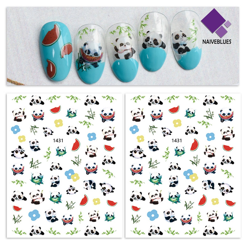 [naiveblues] Desain Daun Panda Lucu Stiker Kuku Tempel Hias Perekat Diri DIY Paper Art Stickers