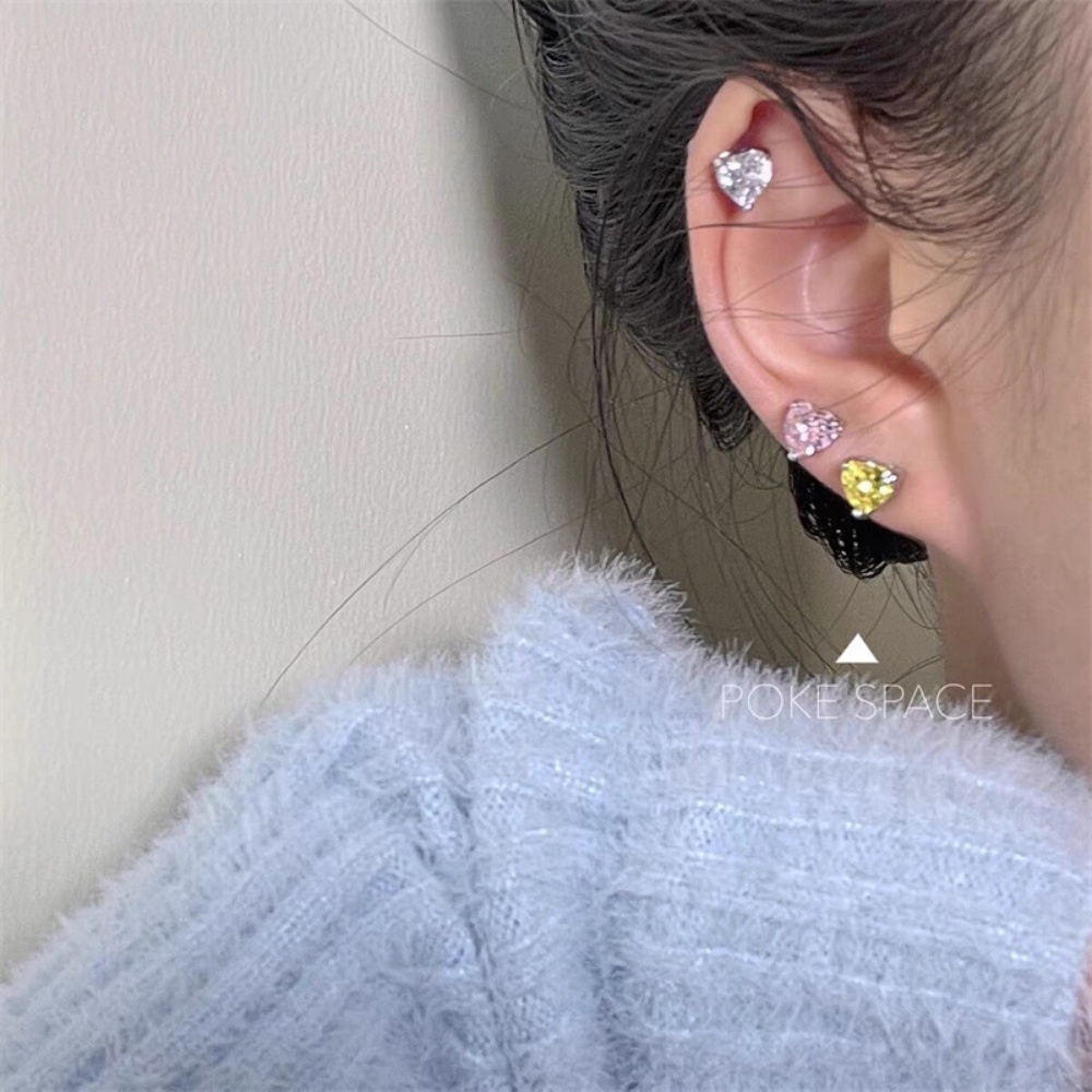 Jepang Korea Super Flash Baru Sekrup Gesper Zirkon Anting Set Desain Rasa Spiral Telinga Tulang Studs Serbaguna Earrings Candy Jewelry