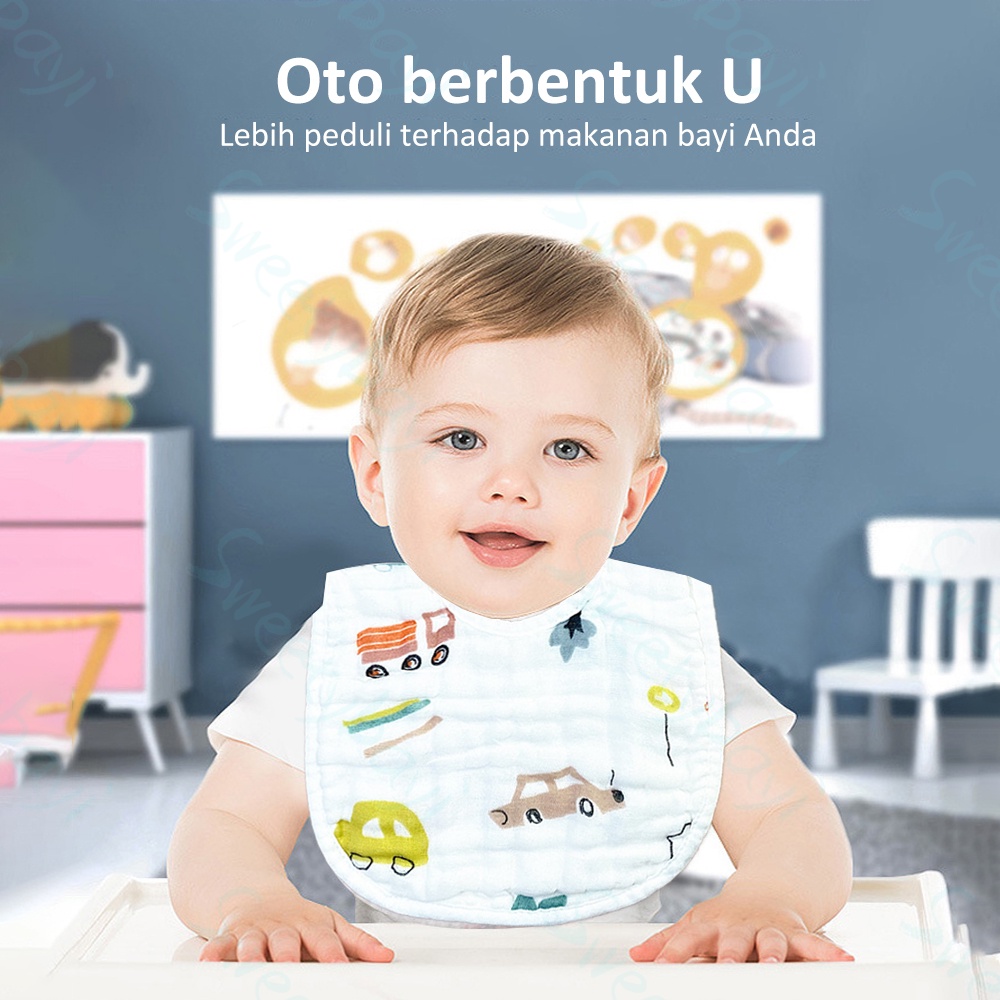 Sweetybayi Celemek makan bayi waterproof Bibs bayi katun Oto bayi