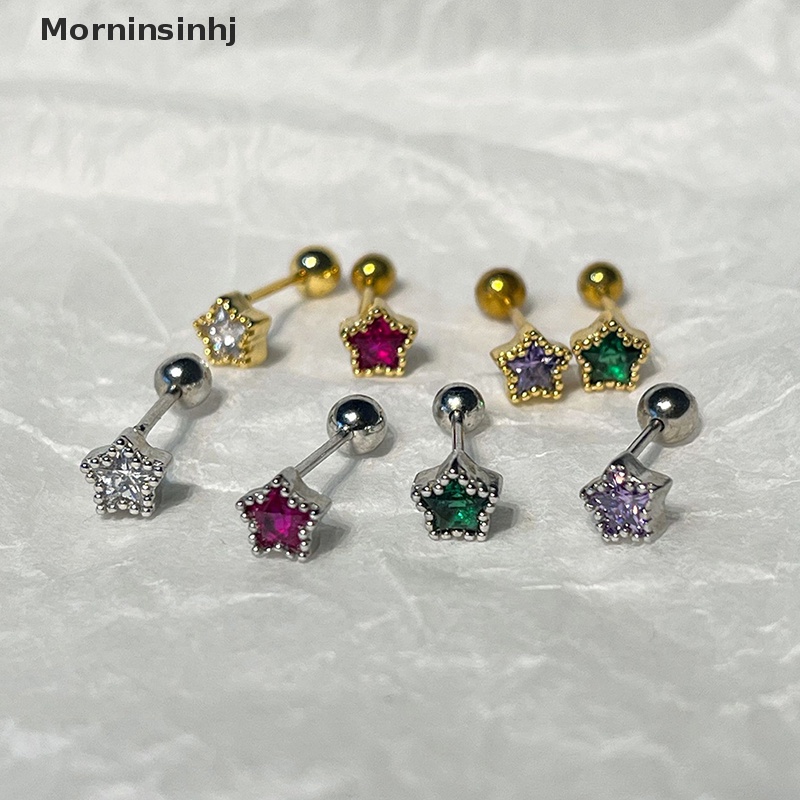 Mornin 1pasang Fashion Bintang Zirkon Telinga Studs Anting Untuk Wanita Tulang Rawan Helix Telinga Tulang Kuku Manis Keren Telinga Perhiasan Hadiah id