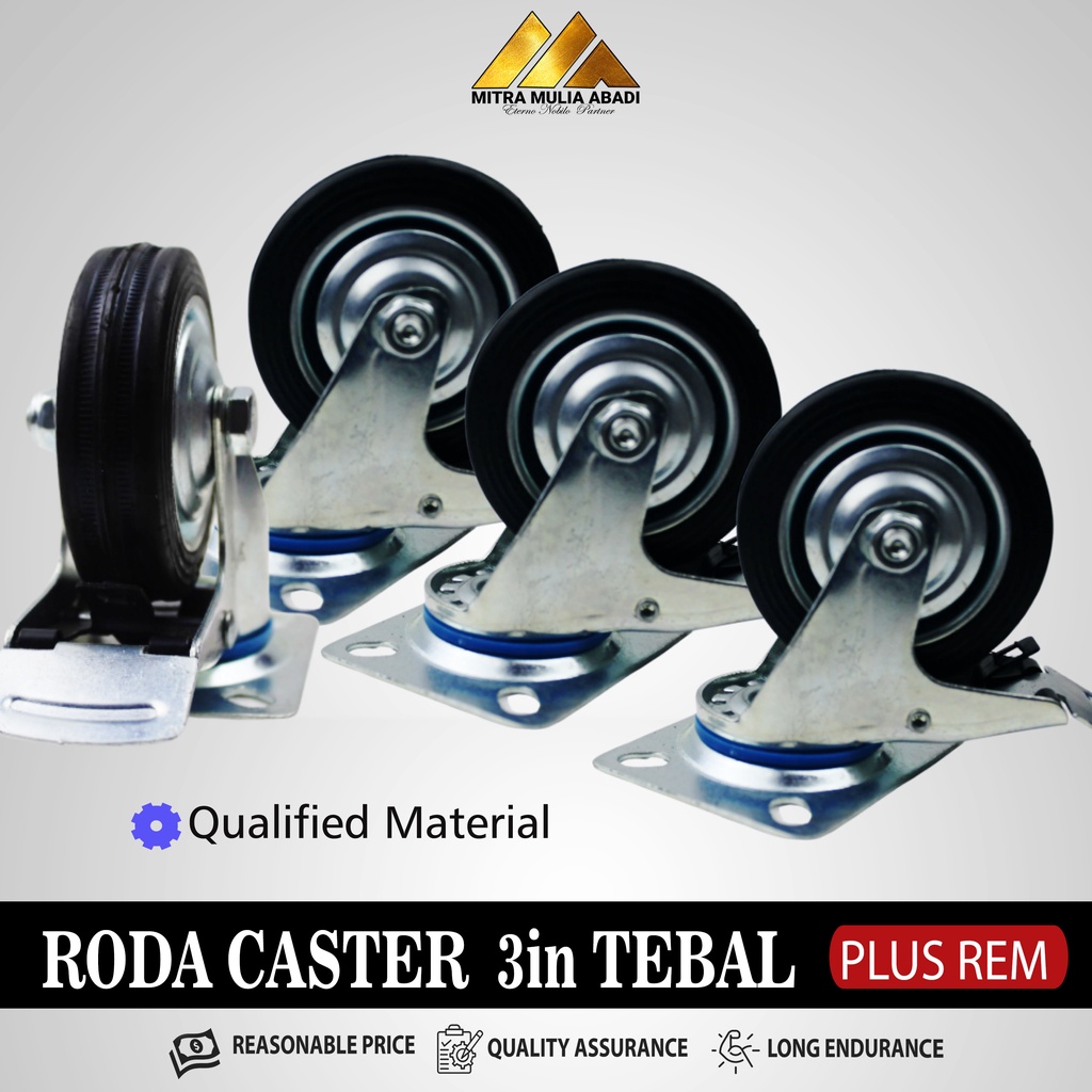 Roda  Kaster/Kastor  3&quot; Inci PLUS REM