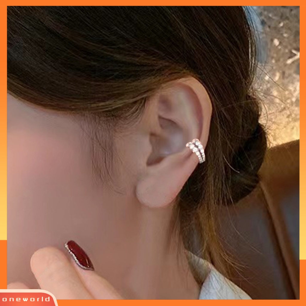 [EONE] 1pc Anting Wanita Berkilau Desain Berlian Imitasi Efek Visual Mengkilap Multi-layer Semua Pertandingan Hias Warna Hidup Wanita Klip on Anting Hadiah Perhiasan Non-Piercing Untuk Wanita