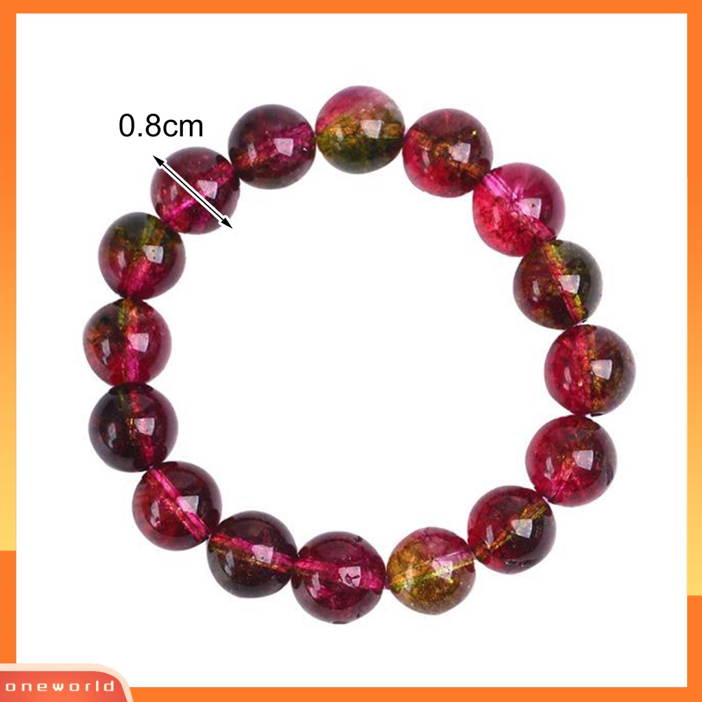 [EONE] Wanita Gelang Faux Watermelon Tourmaline Beads Jewelry Vintage Gelang Elastisitas Yang Bagus Untuk Pesta