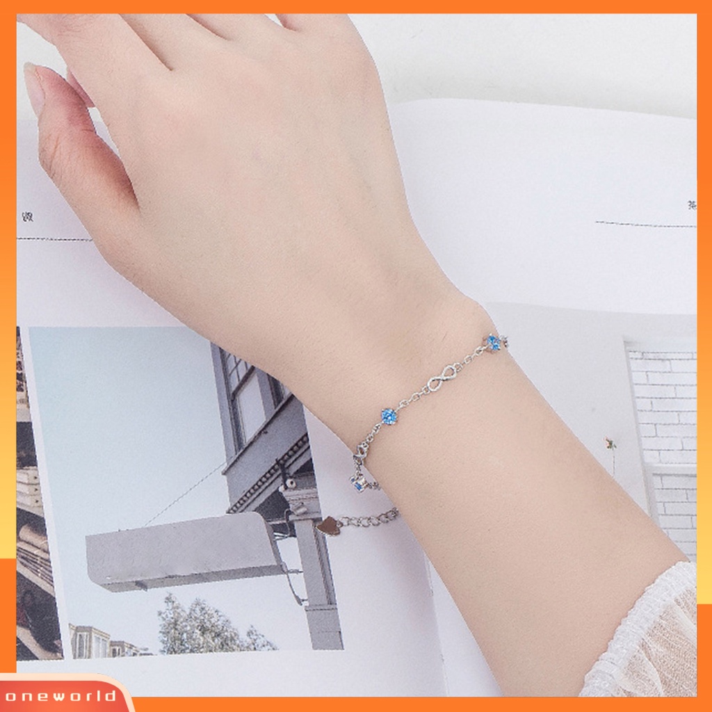 [EONE] Gelang Couple Sparkling Mirror Polish Dengan Rantai Ekstensi Anti-Oksidasi Nyaman Dipakai Hias Tembaga Adjustable Wanita Rantai Bracelet Perhiasan Pernikahan Untuk Pacaran