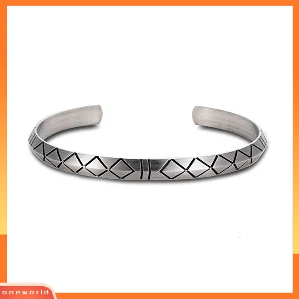 [EONE] Pria Gelang Bukaan Adjustable Warna Perak Twist Boho Hiasan Pergelangan Tangan Mudah Dipakai Ikan Surat Melengkung Lengan Gelang Pria Perhiasan