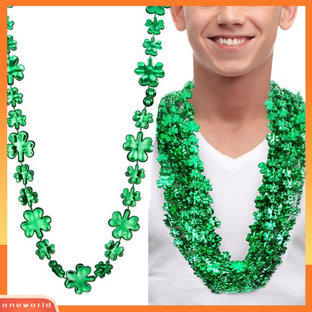 [EONE] Shamrock Panjang Kalung Tinggi Mengkilap Hijau Merayakan Festival Irlandia Pakaian Aksesoris Hari Santo Patrick Semanggi Dewasa Kalung Perlengkapan Pesta