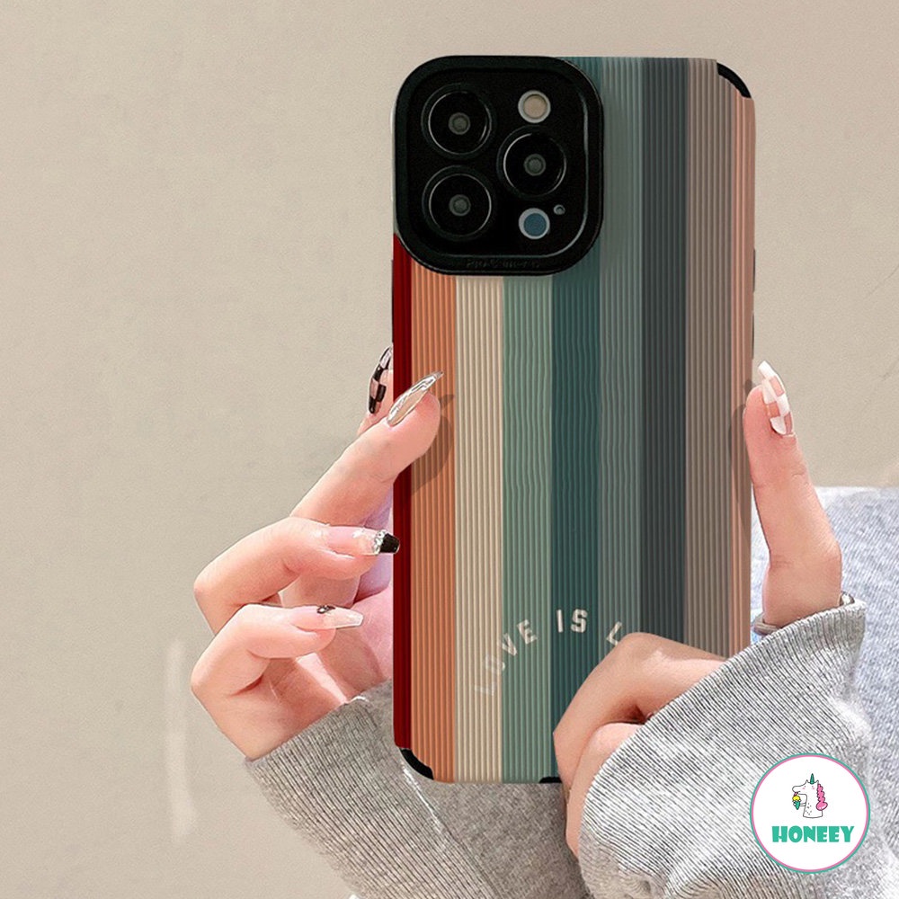 IPHONE Fashion Garis Warna-Warni Lucu Ponsel Case Kompatibel Untuk Iphone14 11 13 12 Pro Max Silikon Case Untuk Iphone7 8 14 Plus XR XS X Shockproof Back Cover