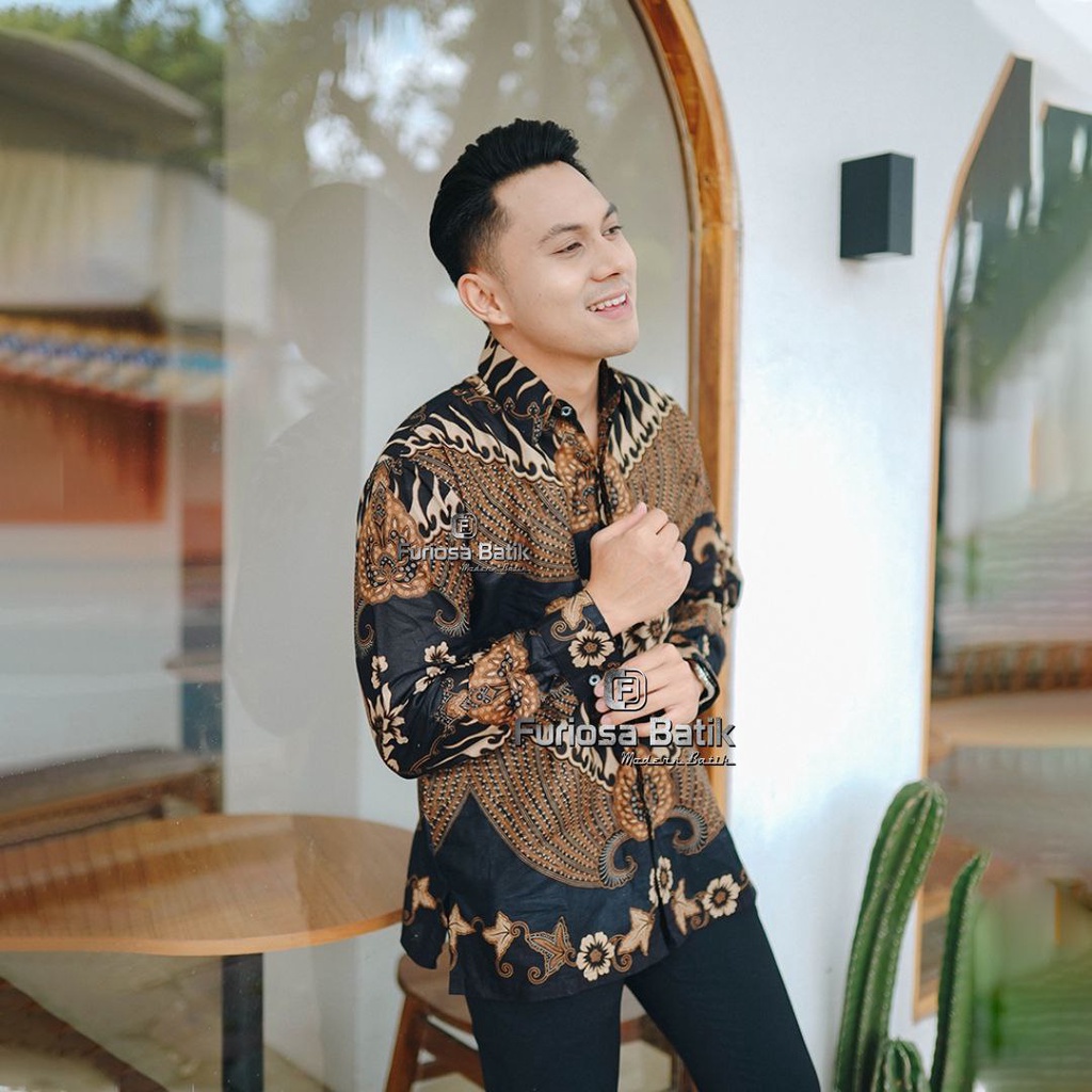 Agrapana Batik Slim Fit Batik Premium Kemeja Baju Batik Pria Lengan Panjang Slimfit Danadyaksa BN