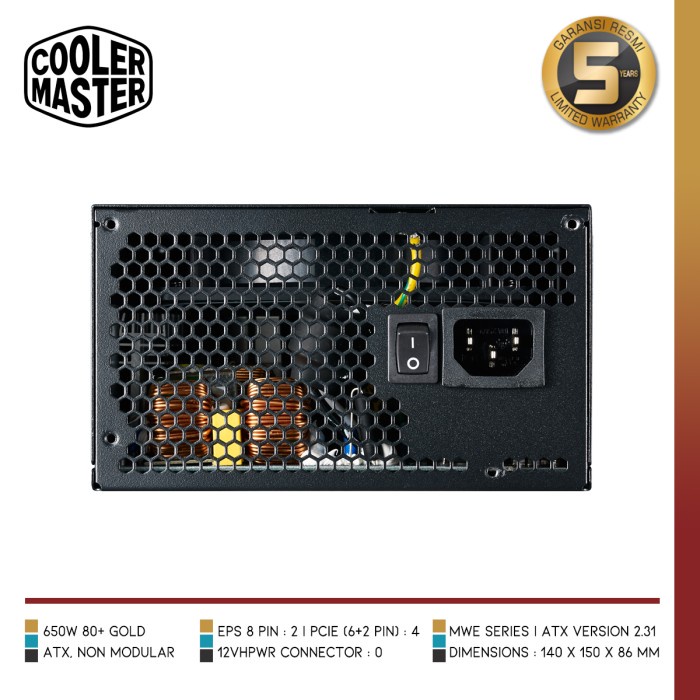 COOLER MASTER MWE GOLD 650 | PSU 650W 80+ Gold