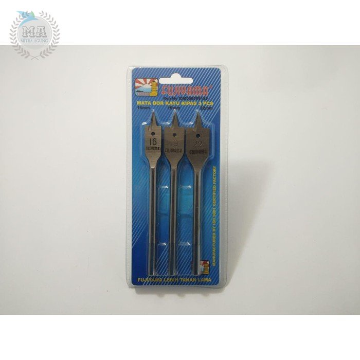 Mata bor kayu KIPAS 3 pcs Flat wood drill bit woodworking 16-19-22