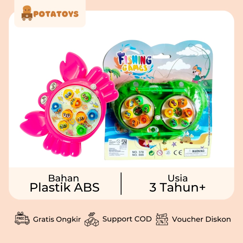 [ Potatoys ] Mainan Pancingan Ikan / Mini Fishing Game  / Kolam Pancingan Magnet Putar