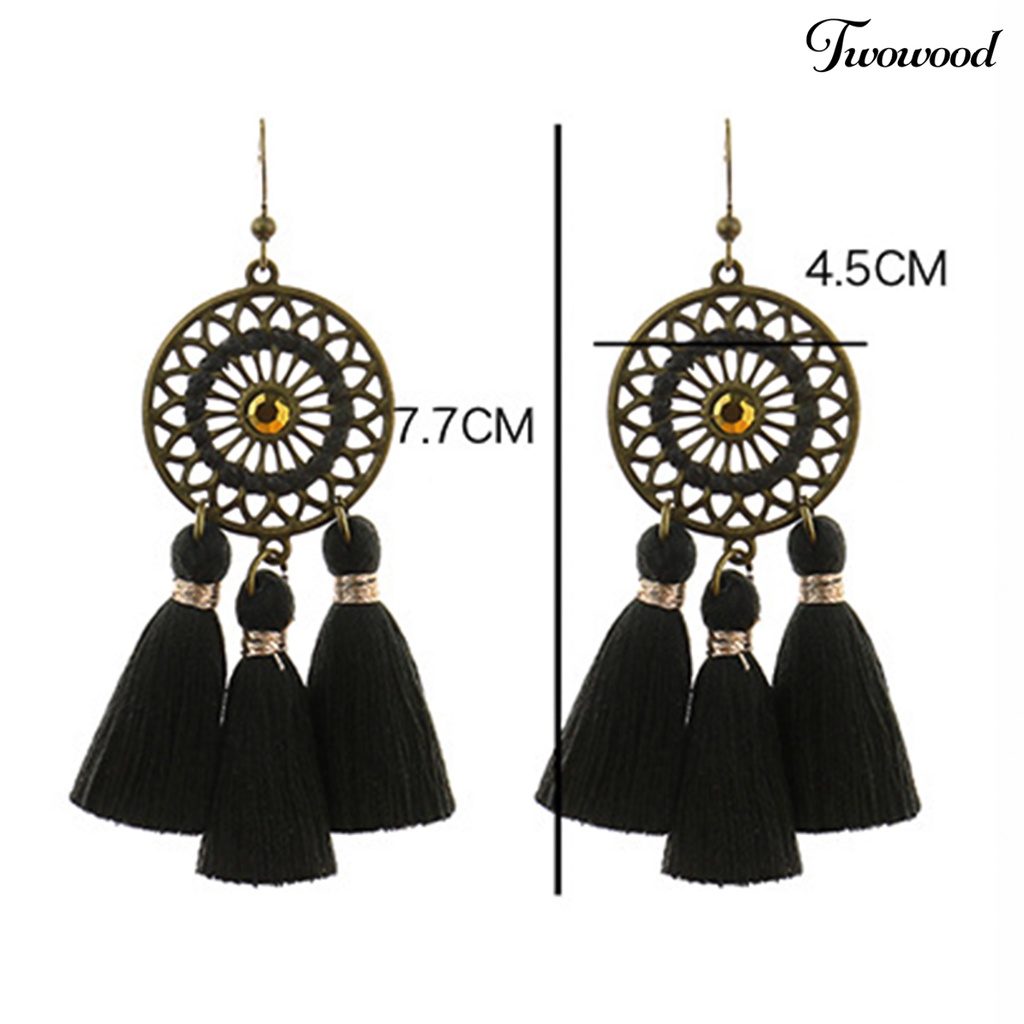 Twowood 1pasang Anting Drop Perhiasan Pernikahan Gaya Bohemian Handmade Wanita Anting Berpohon Untuk Pesta