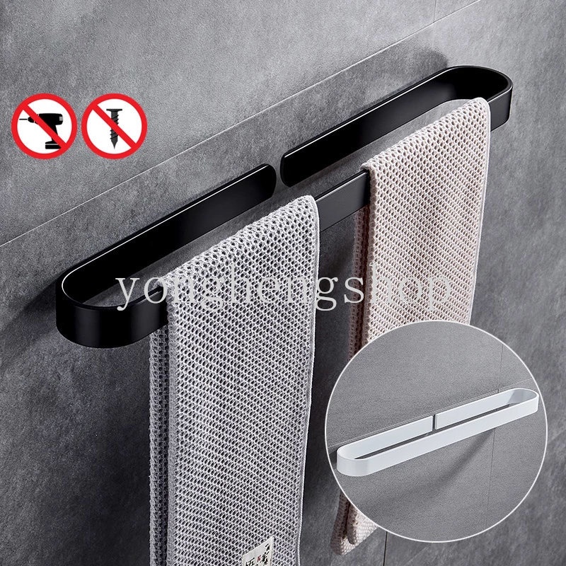 30-60 cm Ruang Aluminium Rak Handuk Bebas Pukulan Dinding Yang Dipasang Towel Bar Batang Gantungan Handuk Holder Sandal Rak Penyimpanan Kamar Mandi Organizer