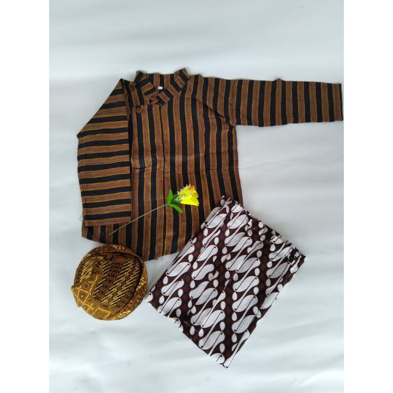Lurik Stelan surjan lurik anak laki laki / Baju adat jawa anak laki laki / Pakaian adat anak laki la