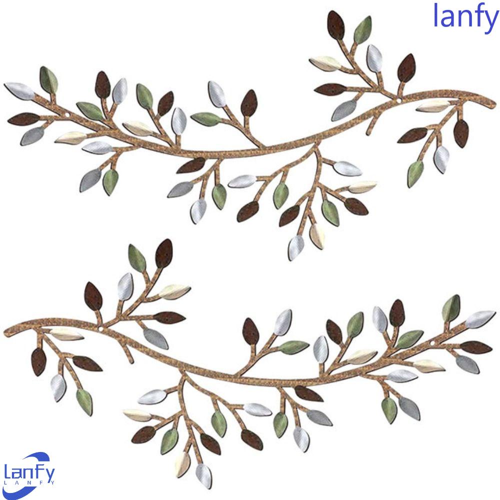 Lanfy Ornamen Daun Pohon Mudah Dipasang Banyak Digunakan Permukaan Daun Cabang Pretty Olive Halus Dekorasi Luar Ruangan Kerajinan Logam Mudah Digantung Tidak Melukai Tangan Patung Dinding