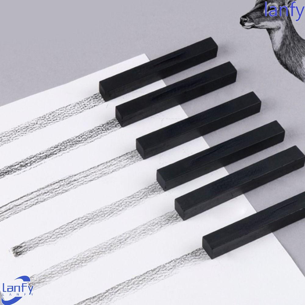 Lanfy Compressed Carbon Bar 2B 4B 6B 6pcs/Set Menggambar Siswa Artis Sketsa Carbon Pen