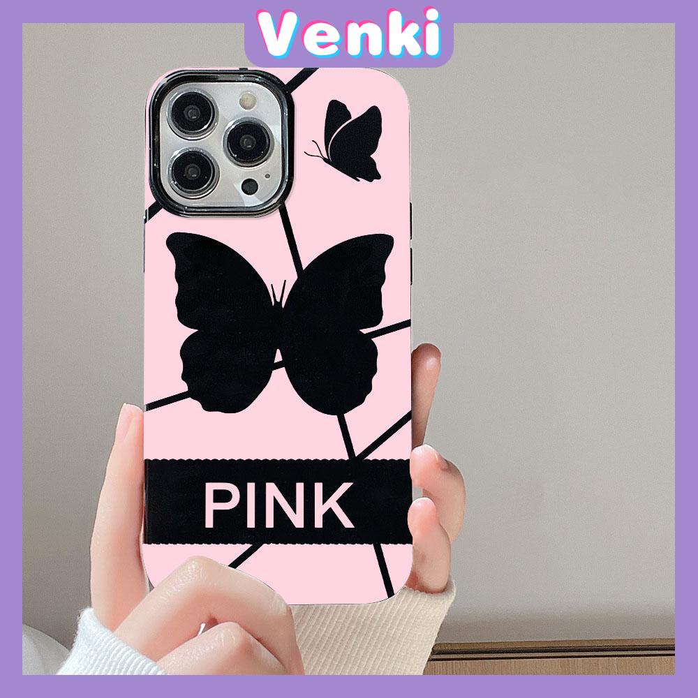 VENKI - For iPhone 11 iPhone Case Black Glossy TPU Soft Case Shockproof Protection Camera Beautiful Butterfly Compatible with iPhone 14 13 Pro max 12 Pro Max xr xs max 7Plus 8Plus