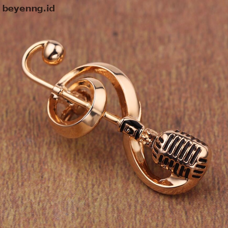 Beyen Mikrofon Antik Musik Note Bros Kerah Pin Wanita Korsase Topi Perhiasan Hadiah ID