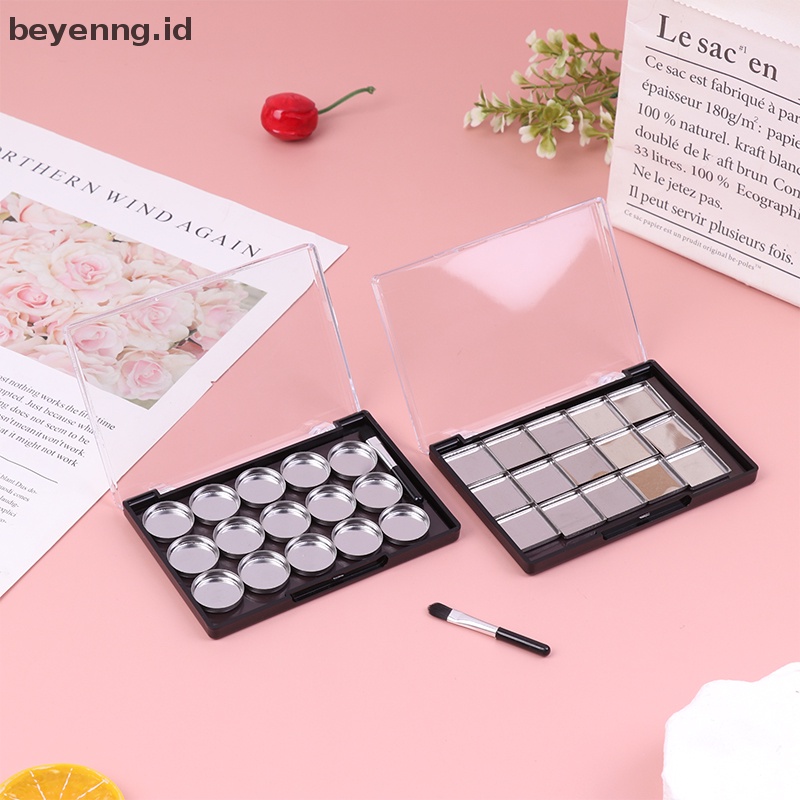 Beyen 1Pc Palet Kosmetik Magnetik Kotak Makeup DIY Dengan 15kisi Plat Besi Dan Brush ID