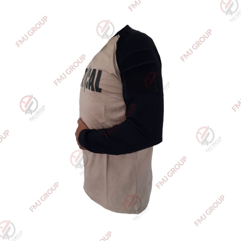 Kaos TACTICAL Lengan Panjang Kombinasi Cream-Hitam / Kaos Lengan Panjang TACTICAL / Kaos Reglan Tactical Pria