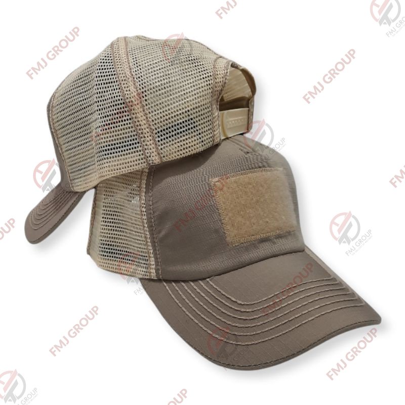 Topi Tactical Perekat Kombinasi Jaring Hitam, Krem, Abu, Hijau Olive/Pol PP