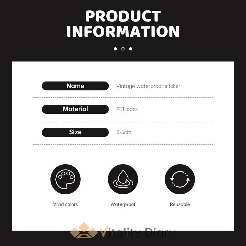 

【COD❤️】Hitam Putih Stiker Vintage Gaya Korea Casing Ponsel Gelas Air Tahan Air Stiker-VDY