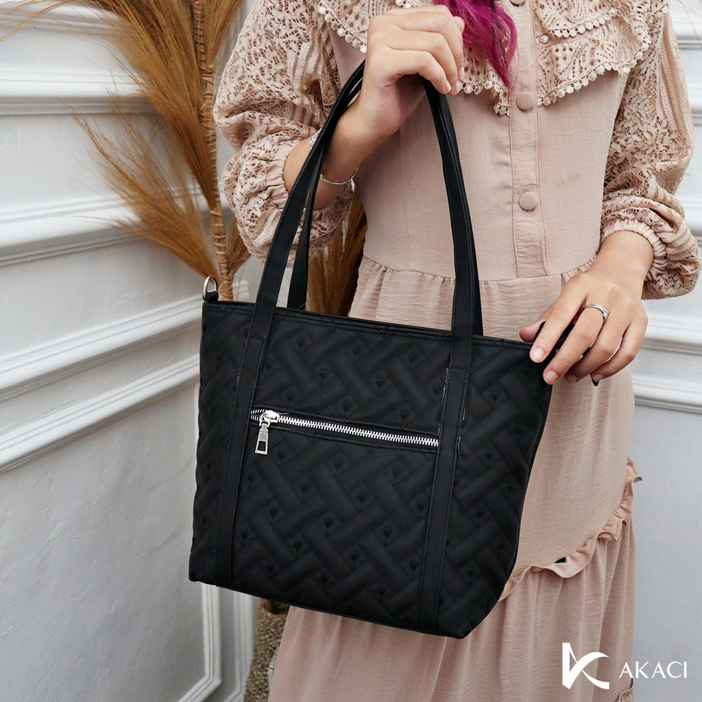 (COD) Akaci Tas tote cocola nilon bordir res depan cocok kuliah kerja kantor elegan lucu 06-6937