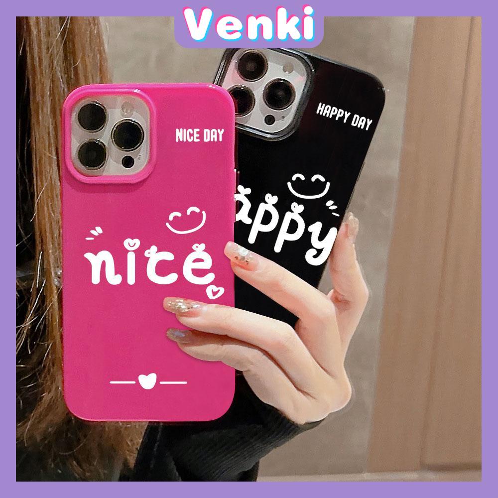 VENKI - For iPhone 11 iPhone Case Black Red Glossy TPU Soft Case Shockproof Protection Camera Simple White English Compatible with iPhone 14 13 Pro max 12 Pro Max xr xs max 7 8Plus